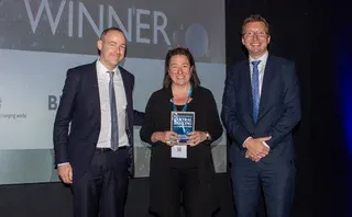 Johanna Lasker and Daniel Gonzalez from BNP Paribas, with the ESG services accolade